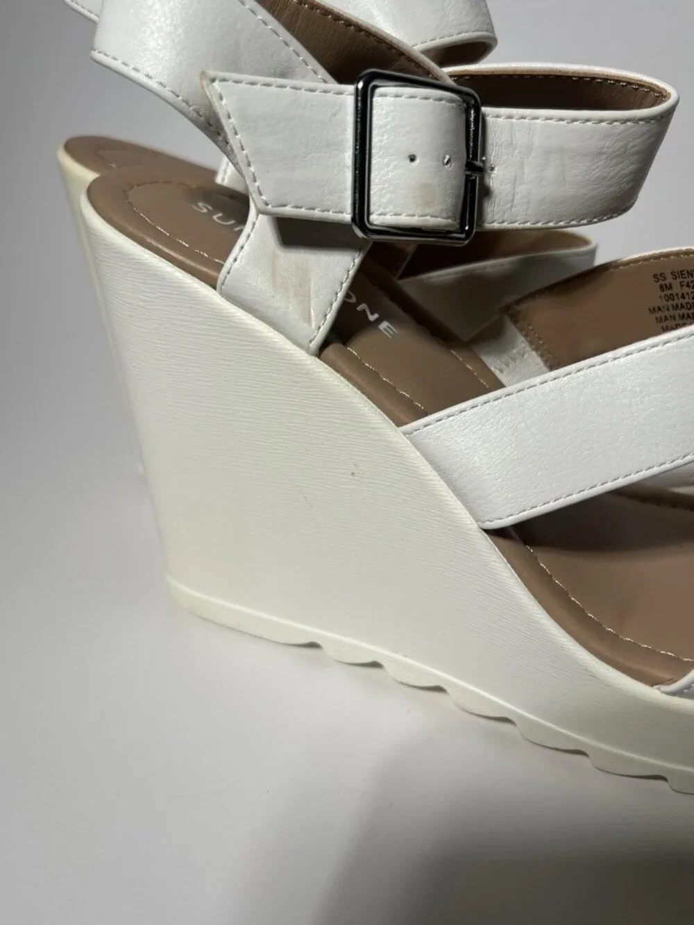 Sun + Stone Siennaa White Platform Wedge Sandals Women’s 8M